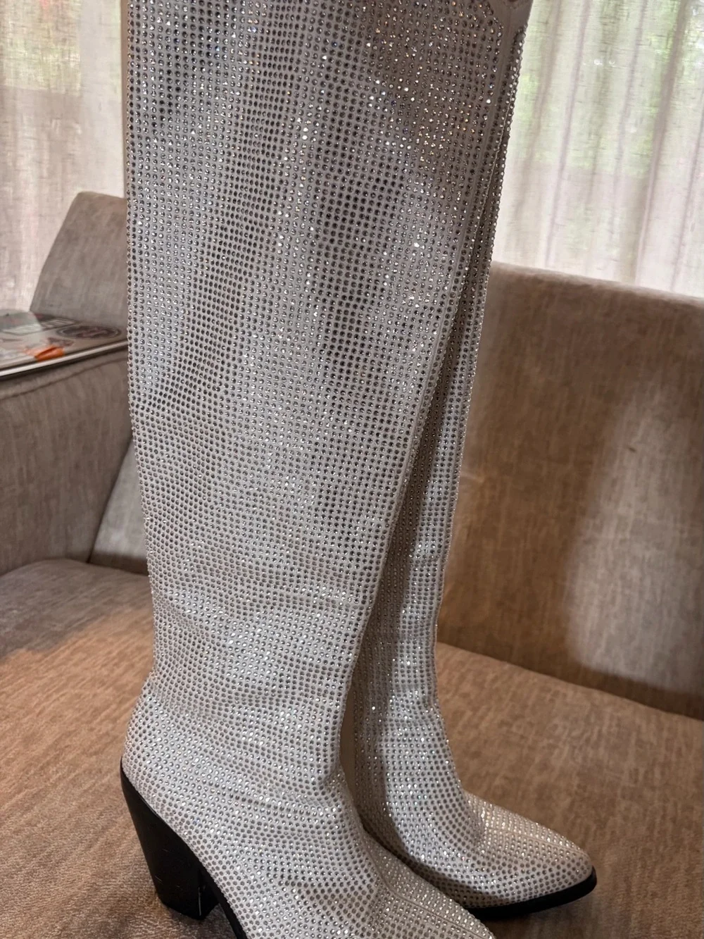 Azalea Wang Nash Knee-High Sparkle Boots